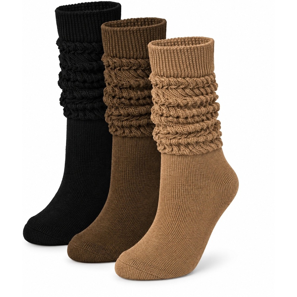 Justay 3 Pairs Womens 5-9 Slouchy Socks Boot Long Knee High Slouch Socks